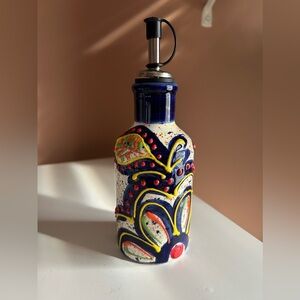 New Alfasur Ceramica Mijas Spain Hand-Painted Oil Cruet Decanter